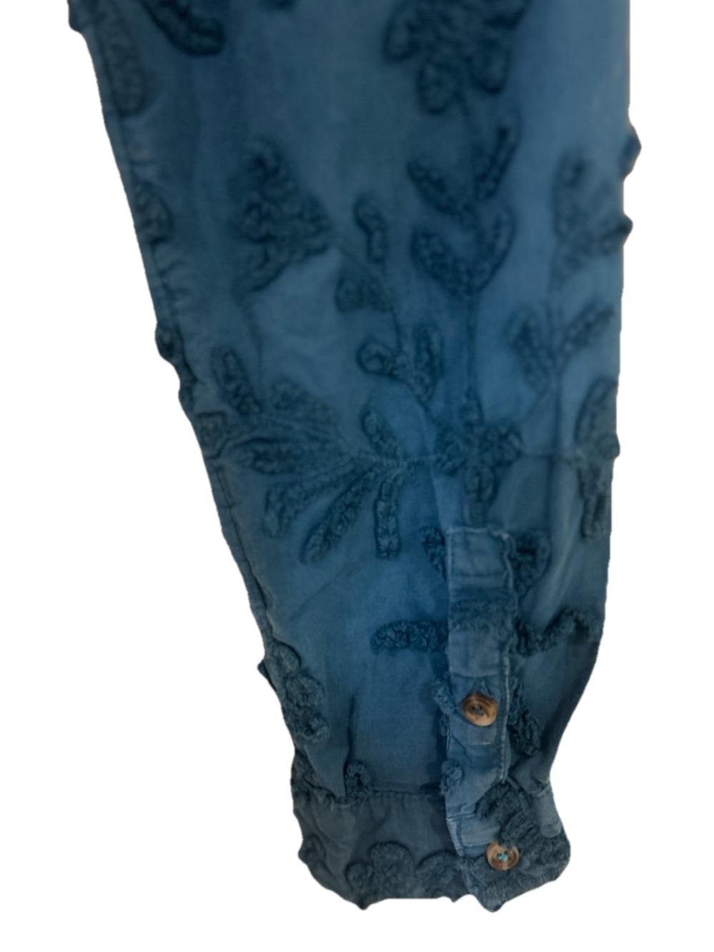 Anthropologie Pilcro Whitney Teal Textured Trapeze Button Front Top - Picture 7 of 11